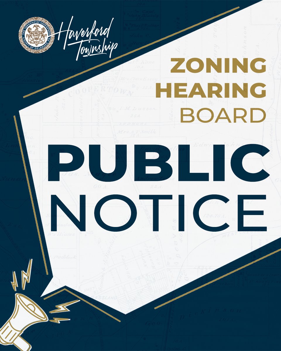 The next Haverford Township Zoning Hearing Board meeting will be held Thursday, November 6. 

Public Notice is located @ havtwp.org/Boards_and_Com…