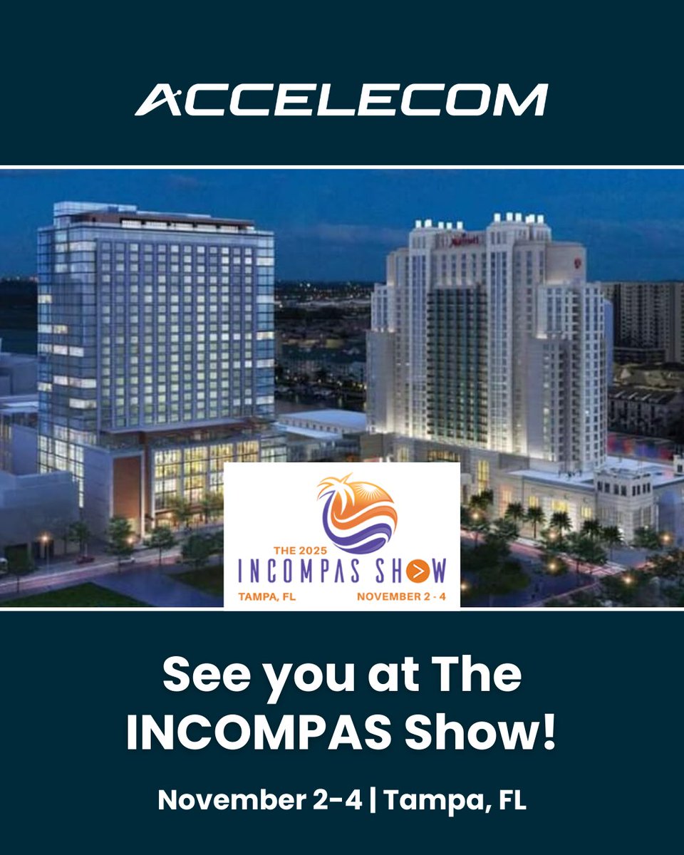 AccelecomFiber's tweet image. We’re only 3 days away from the INCOMPAS Show in Tampa, Nov 2–4!

Reach out to Bill Leonard to schedule a time to chat! 📩 bill.leonard@accelecom.net

Details: show.incompas.org

#INCOMPASShow #Telecom #FiberNetwork #CarrierServices #Accelecom