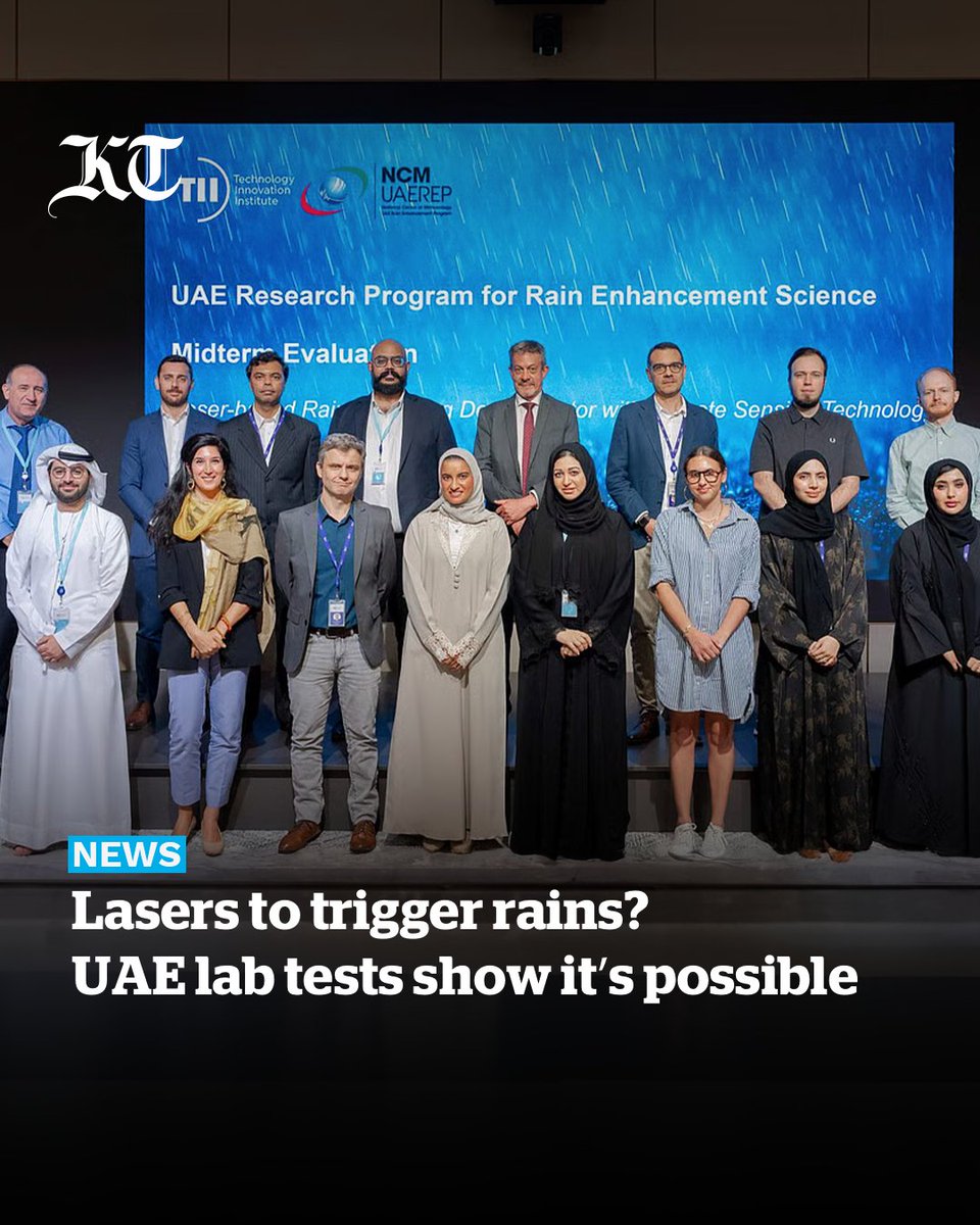 khaleejtimes's tweet image. A research project exploring how #lasers can be used to trigger #Rainfall in the #UAE has reached a key milestone, with laboratory tests confirming the feasibility of laser-induced water condensation.

khaleejtimes.com/uae/lasers-tri…