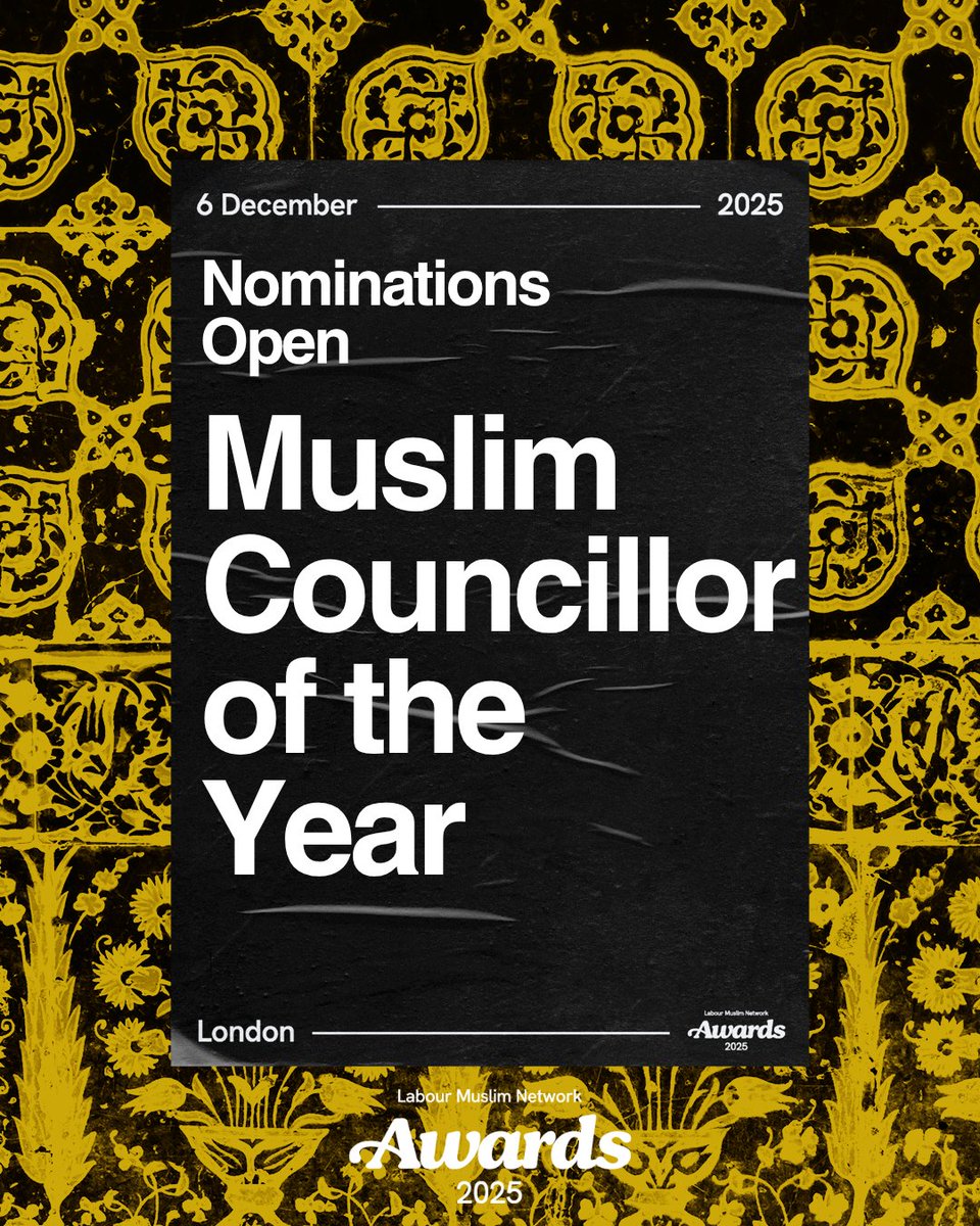 LabourMuslims's tweet image. 🏆 Recognising the work of our Muslim Councillors.

Our first ever LMN awards evening will recognise the hard work of our Muslim Councillors around the country. 

Nominate: forms.gle/Ae46rwkhUiMREX…
Tickets: shorturl.at/pKeHx