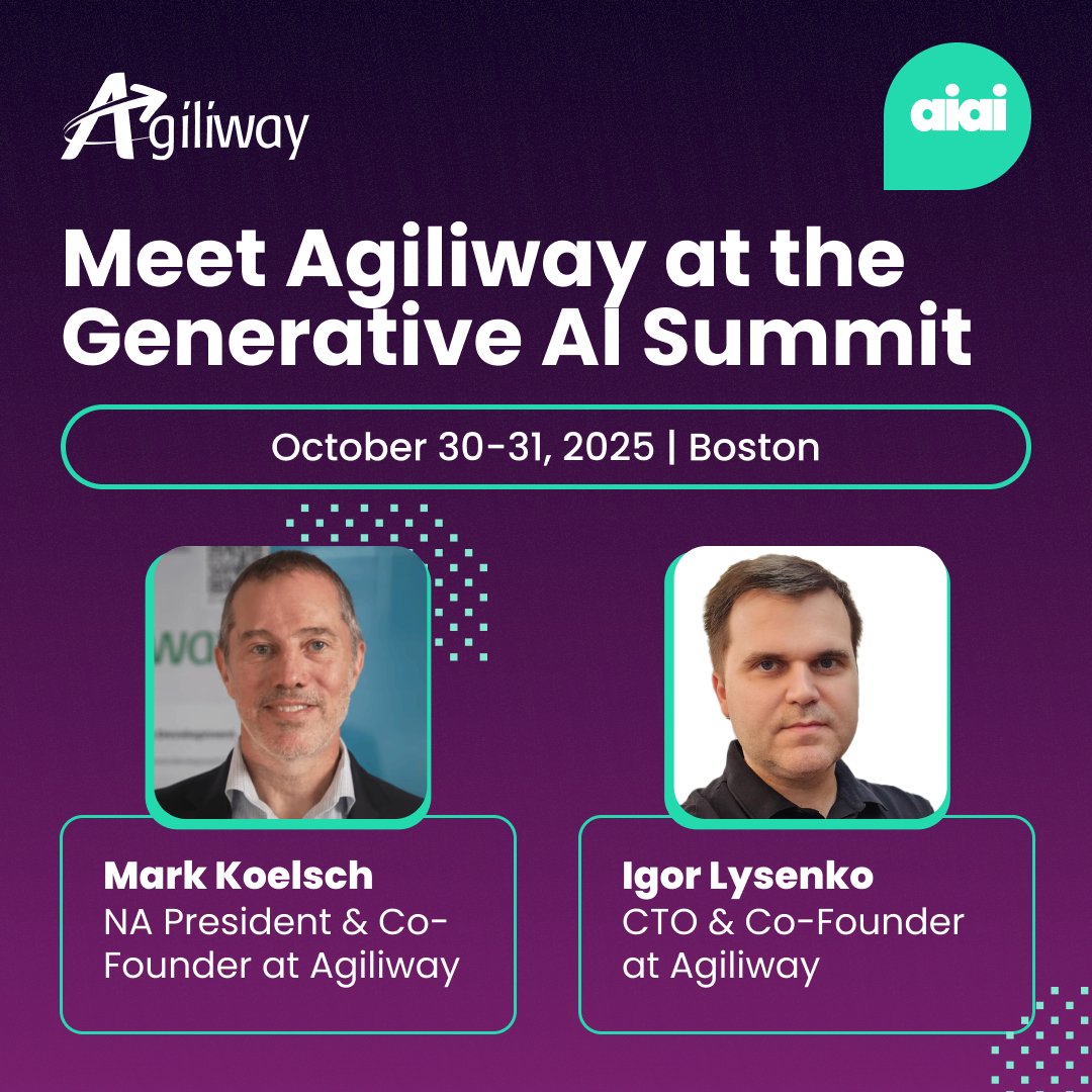 We’re thrilled to be part of the Generative AI Summit in Boston. 
If you want to benefit from the latest AI strategies, reach out to our team.
Mark Koelsch, North America President and Co-Founder - linkedin.com/in/mark-koelsc…
Igor Lysenko, CTO and Co-Founder - linkedin.com/in/igorlysenko/