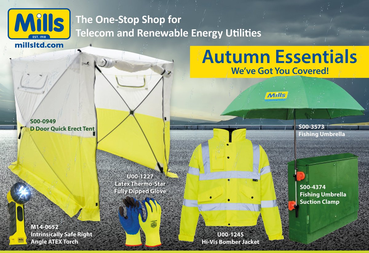 millsltd's tweet image. We’ve got you covered! ☔ Don’t let the rain slow you down doing your job! Be prepared for the wetter weather &amp;amp; shorter days with the right essentials. Ensure you have everything you need to work comfortably &amp;amp; safely. 😀
millsltd.com/default/season…