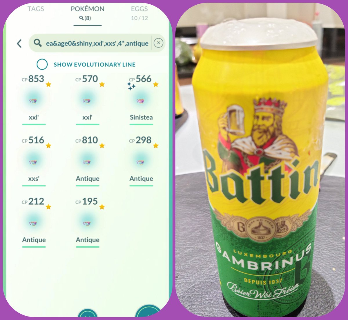 543 Sinistea caught during Spotlight Hour! 🍵 (567 catches total, didn't use stack this time)

I had a traditional Luxembourgian beer after the 1 hour grind 🍺😋

Got some nice teacups: