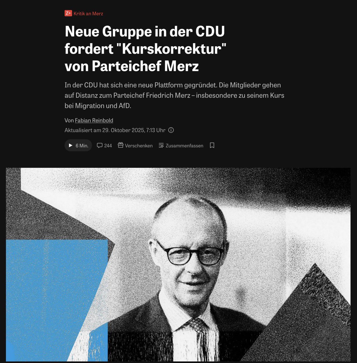 Die linke Trümmertruppe um Polenz und Sarfeld versucht, das tote Pferd der „Union der Mitte“ jetzt unter neuem Namen als „Compass Mitte“ zu reanimieren. Wird sich genau so ein Bombenerfolg in der <a href="/CDU/">CDU Deutschlands</a>.