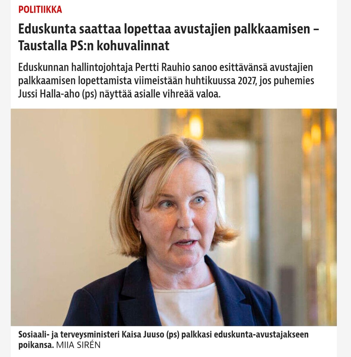 PenttiImmonen1's tweet photo. Eduskunnan vitsi @persut @KaisaJuuso! 😂💥🎯
#sairaalat #loppuu #avustajat #loppuu
#persut #loppuu 🙏 https://t.co/kIuqrq4jVs