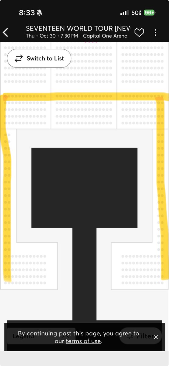 WTB/ISO 2 svt in DC tickets day 2 (10/30) preferably lower bowl closest to stage or floor within the highlighted section below