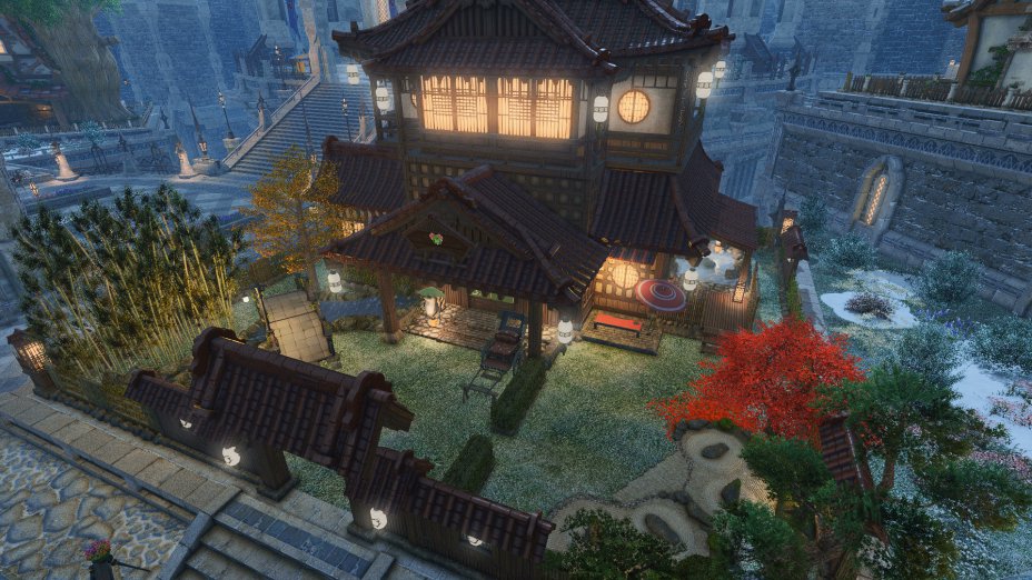 _datto_'s tweet photo. 新しいお庭、東屋どうしても作りたくて作った！から右側だけ東屋になってる！
ずっとこの高い睡蓮の水鉢使いたかったんだ

室内は中庭が眺められる和モダンハウジング～！🌸

Meteor : Shinryu Empyreum 5-17[M]  
 ※庭師なので担当の庭のみ 
#FF14ハウジング 
#FF14housing
#CCOhome

©SQUARE ENIX https://t.co/wFLKJFmao3