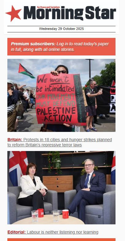 Labour4S's tweet image. Reject the capitalist variants and receive a daily dose of socialism in your inbox. Sign up to the free Morning Star daily newsletter here: morningstaronline.us19.list-manage.com/subscribe/post…