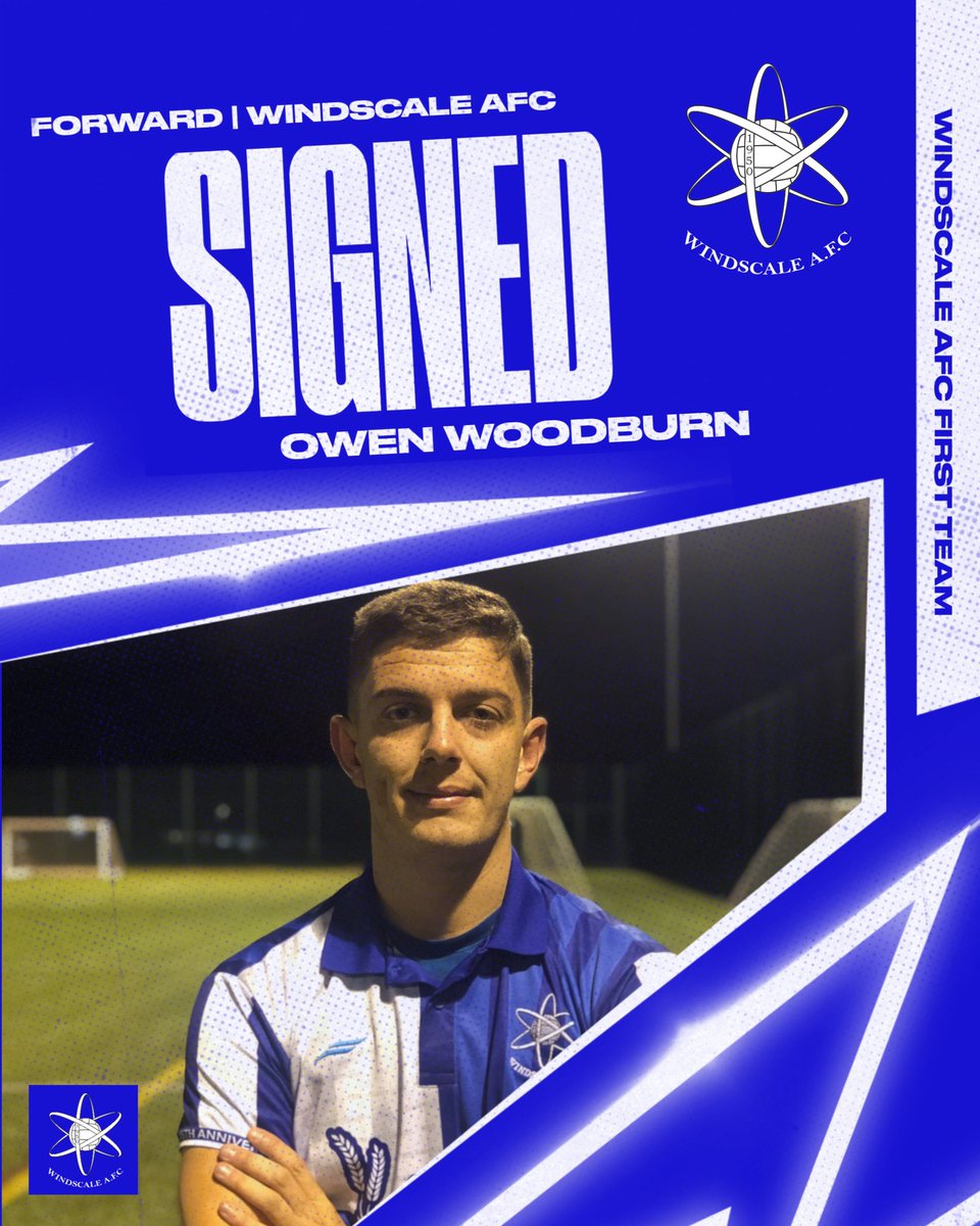 Windscale AFC are proud to announce the signing of talented striker Owen Woodburn.

Owen has many years of proven experience at this level and we look forward to seeing him in the 75th Anniversary kit! 

Welcome, Owen!