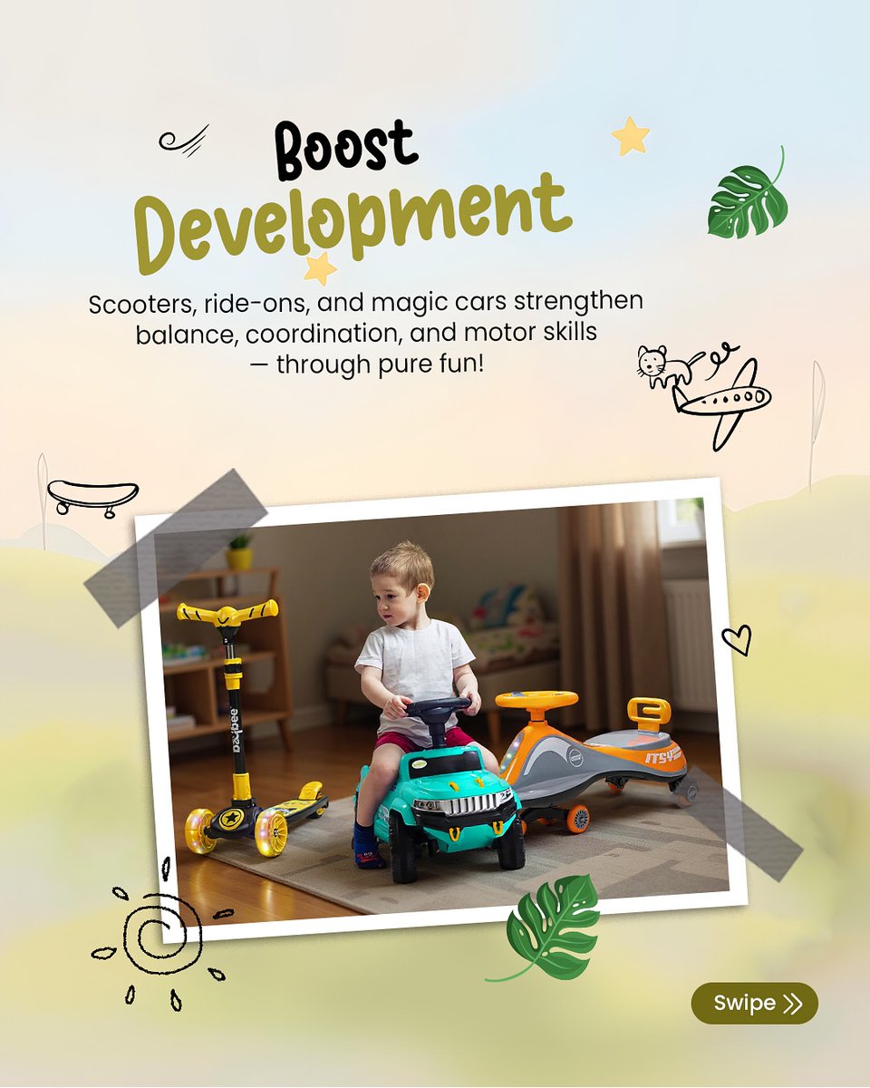 Baybee_IN's tweet photo. Not just play, purposeful play! 🎯

🛝 A home play zone means safety, movement, and imagination all in one!

So tell us, would your little one zoom to the 🛴 Scooter, 🚗 Magic Car, or 🐻 Ride-On first? 👇

#BaybeePlayZone #BaybeeIndia #ParentingMadeFun #PlayTime https://t.co/VpfVqT8j0H