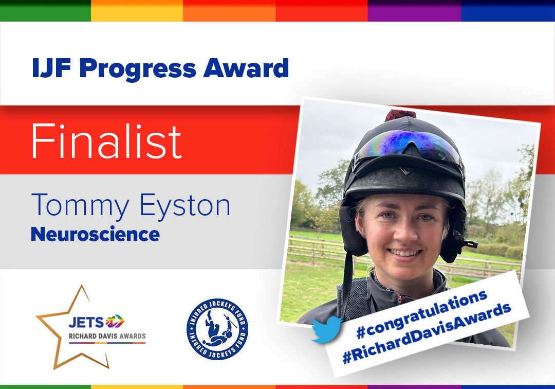 Next up in our #RichardDavisAwards countdown: finalists for our <a href="/IJF_official/">Injured Jockeys Fund</a> Progress Award - Aled Beech, Dale Irving and Tommy Eyston.

This award celebrates progress and commitment to new career and training paths.

Winners will be announced <a href="/WarwickRaces/">Warwick Racecourse</a> on 4 Nov. Good luck!