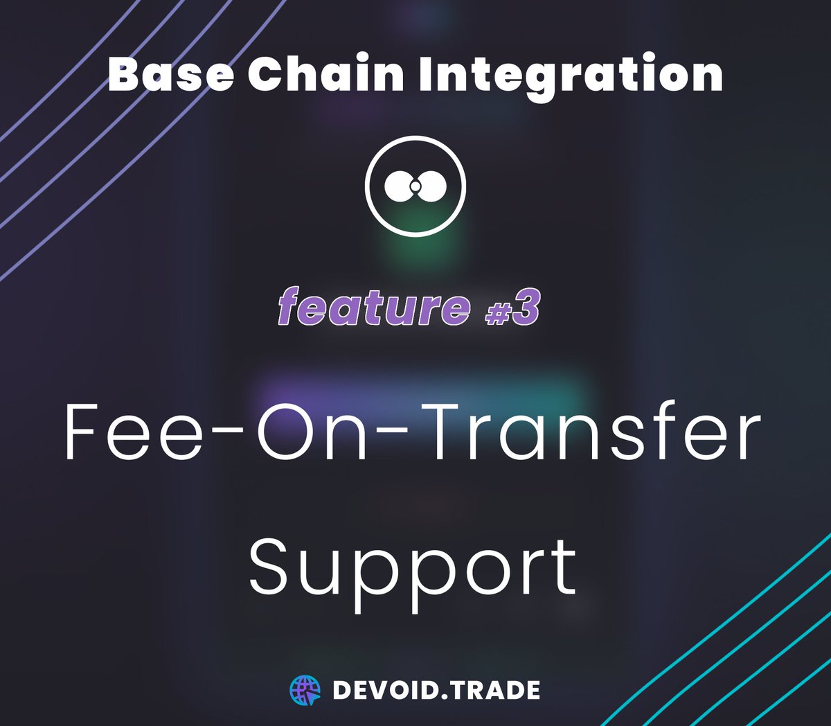 DevoidTrade's tweet photo. Another banger from our devs that will be in base chain integration.

Feature #3: 
Some tokens charge a small fee for each trade, such as a 1-2% tax that benefits the project or liquidity pool.

Many trading systems fail with these tokens because they fail to account for the fee properly, resulting in errors or incorrect calculations.

DeVoid's system is designed to handle "fee-on-transfer" tokens seamlessly. It automatically adjusts trade sizes and profit calculations, ensuring that everything runs smoothly, even when a token takes a small cut per transaction.

That's not the final feature, and it's not enough for our devs.
