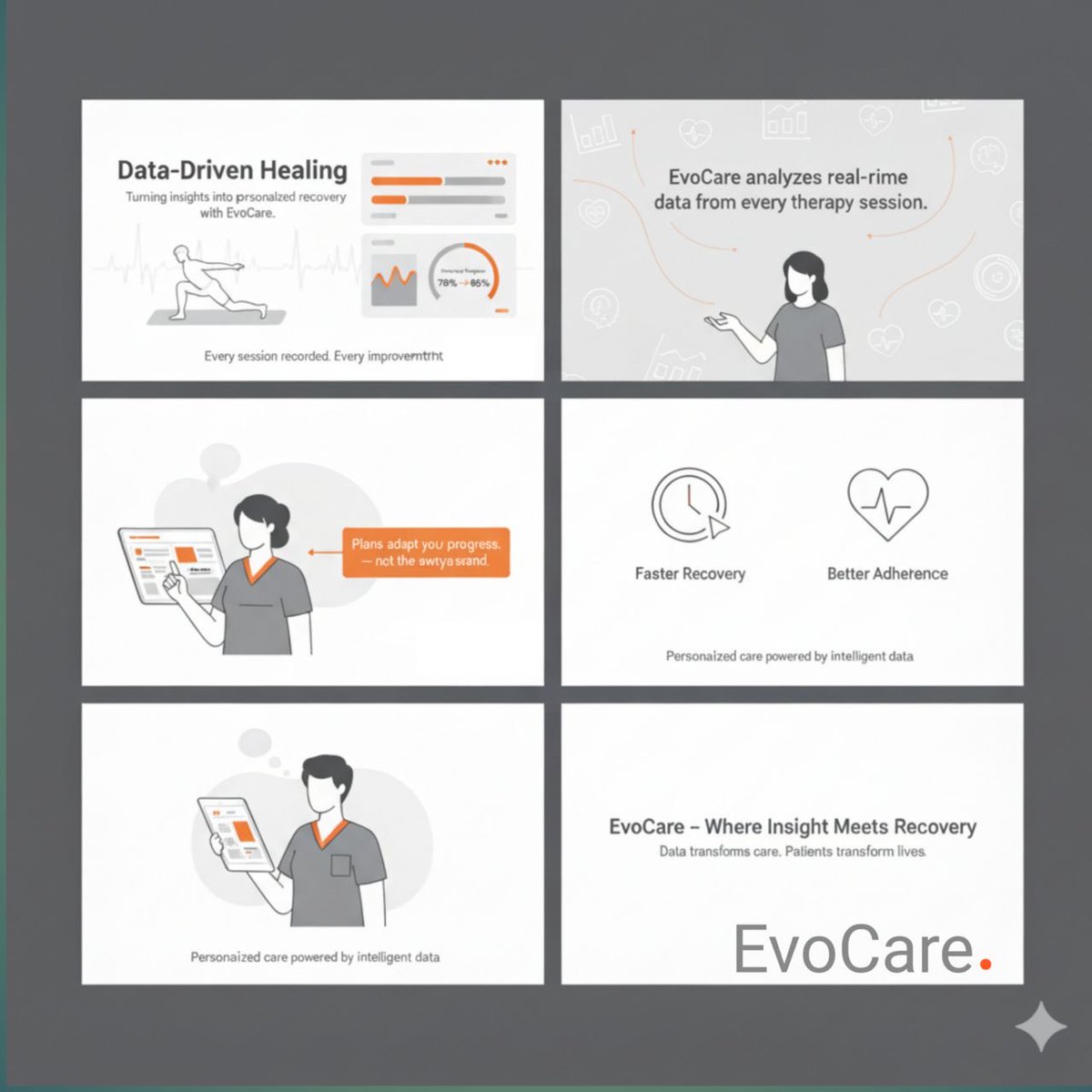 DATA-DRIVEN HEALING:  HOW DATA INSIGHT IMPROVED PERSONALIZED RECOVERY PLANS. 

Every patient’s recovery journey is unique. and EvoCare makes sure treatment plans are too.

Through continuous data insights, EvoCare’s system analyzes patient progress in real time. Therapists and
