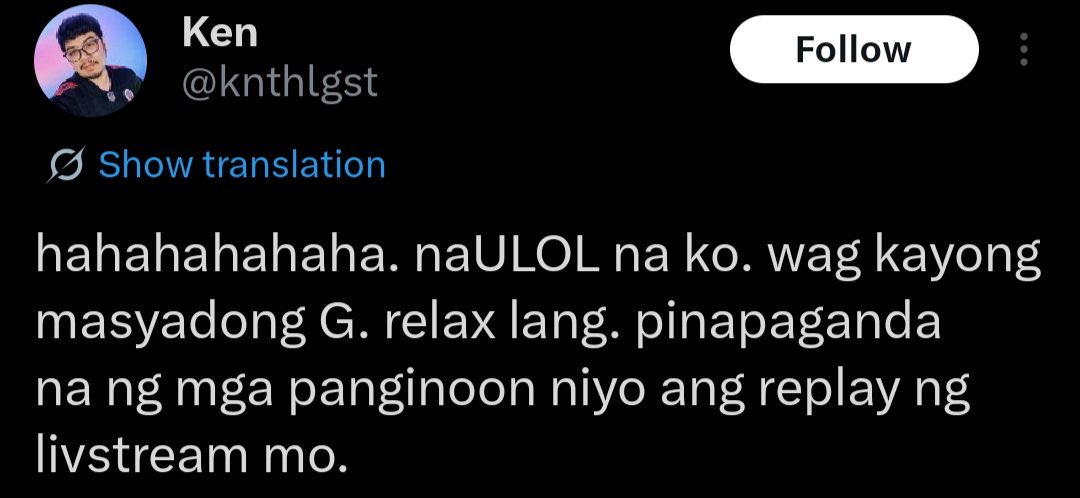ConnectionRese's tweet photo. Hello @ofc_iwant and @ABSCBN. The contempt shown by your employee (@knthlgst) towards your client (1Z/SB19) and your paying customers (A'Tin who paid for Fast Zone livestream) is unacceptable. Do you have an HR Policy that covers how your employees conduct themselves in public? https://t.co/gfEdCxXTpQ