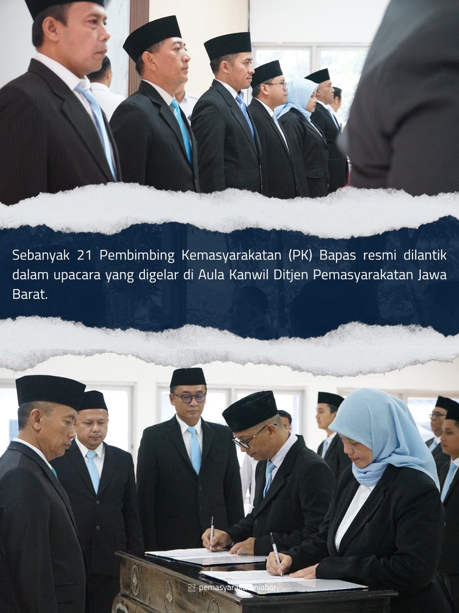 kanwilpasjabar's tweet photo. Selamat atas pelantikan Pejabat Pembimbing Kemasyarakatan!
PK berperan penting dalam proses pemasyarakatan —
#Kemenimipas
#Pemasyarakatan
#JawaBarat
#Lapas
#Rutan
#LPKA
#Bapas
#SetahunBerdampak https://t.co/P4YQEeVaLW