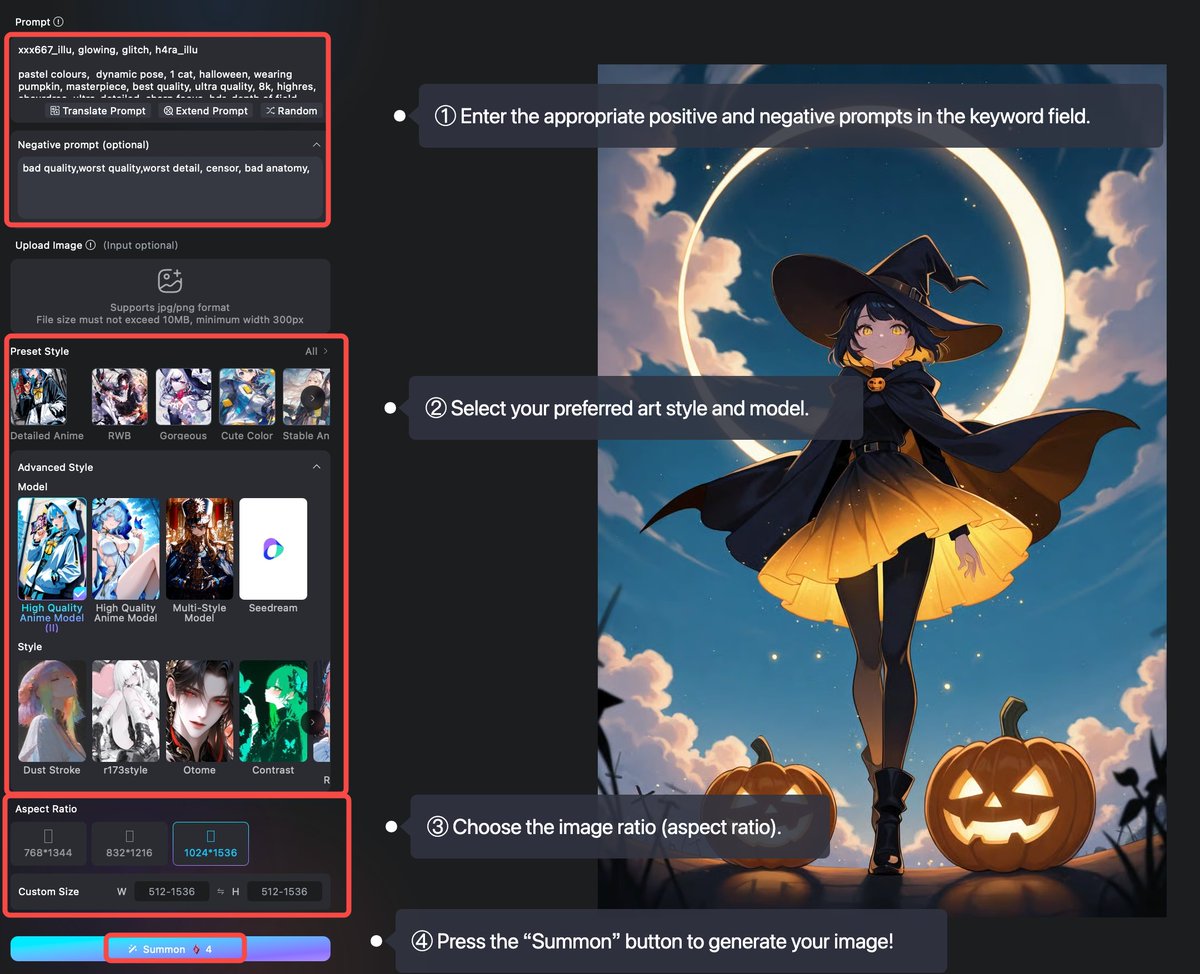Model: High Quality Anime Model （II）   
Style: Custom
Image Ratio: 1024x1536 
Prompt: See comment section
#rubii #rubiiai #Alart #Alchat #prompt #AIgirl #AnimeArt #anime_girls #hallowen
