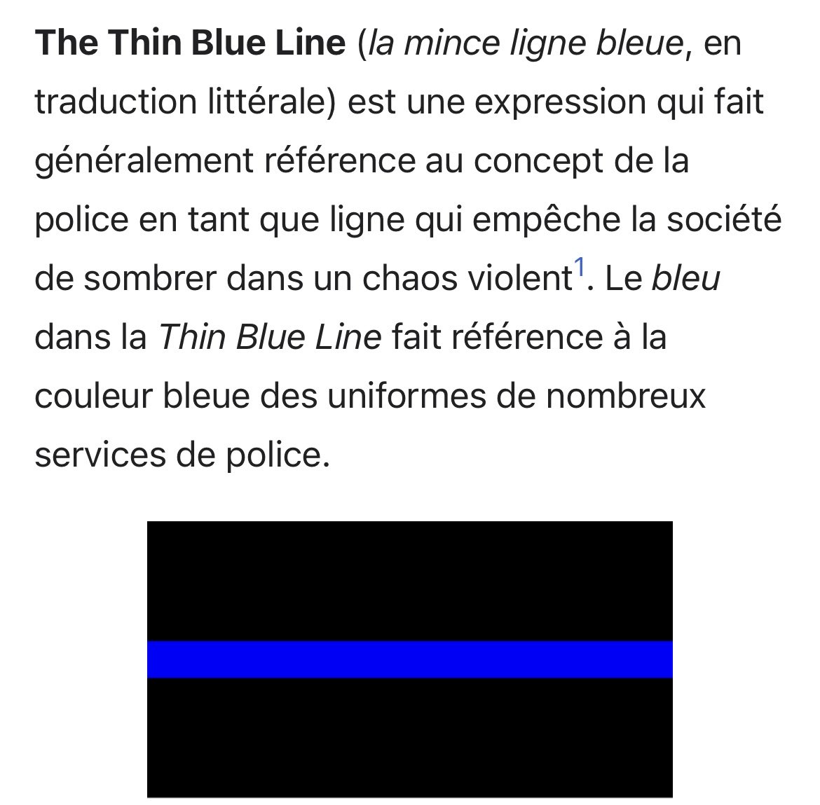 Hisswerth's tweet photo. @ArnaudCesarV Bonjour ! 
La blue Line n’est aucunement interdit au port en service car il ne représente aucunement un signe d’appartenance à un groupe politique ou religieux 

Voici sa réelle signification, que beaucoup de personnes tentent de détourner https://t.co/O6dqbI7wI6