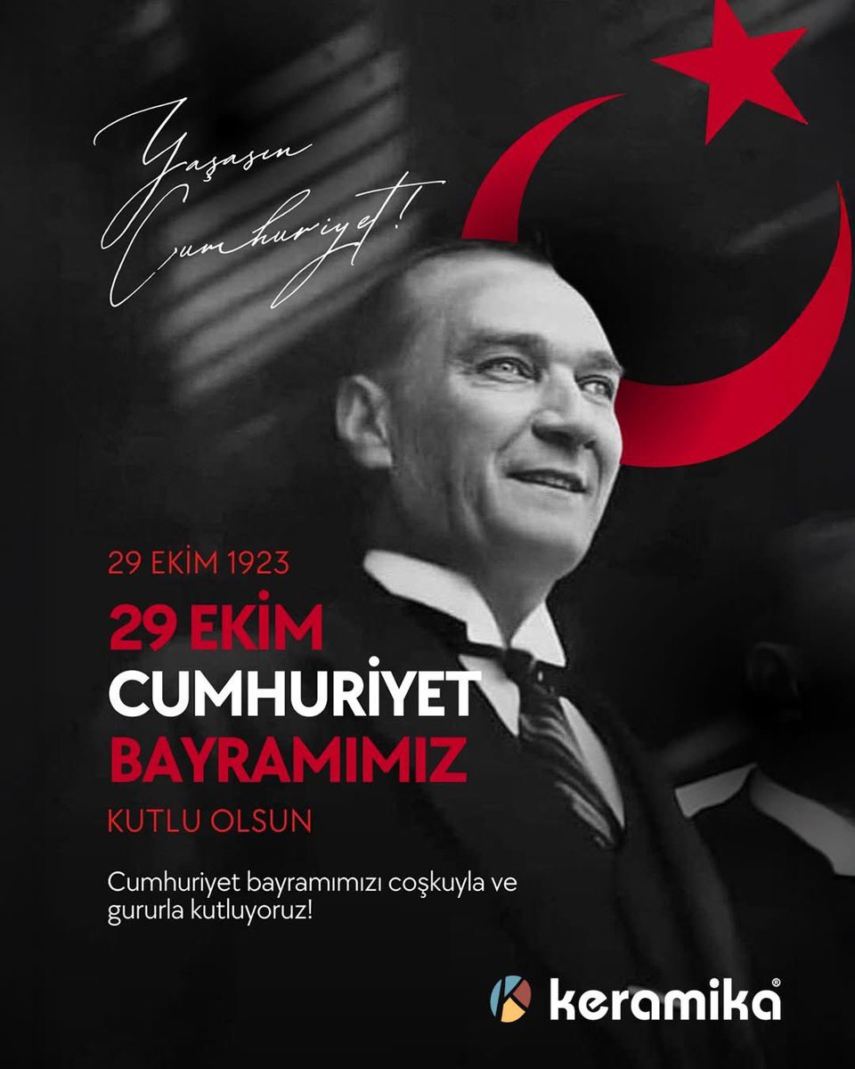 Bir milletin yeniden doğuşu, bir ulusun özgürlük hayalidir Cumhuriyet.
Keramika ailesi olarak 29 Ekim Cumhuriyet Bayramı’nı coşku ve gururla kutluyoruz!

#Keramika #CumhuriyetinIşığında #29Ekim