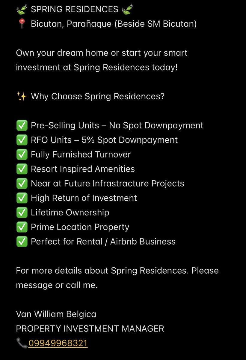 reykwons's tweet image. [not svt related] 

Start small, earn big. Your first investment starts here. 🤩
#investnow 
#RealEstatePH
#readyforoccupancy
#Smdc
#SpringResidences