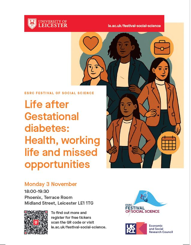 ARC_EM's tweet photo. What happens after #GestationalDiabetes?
Join the #ESRCFestival to explore its long-term impact on women’s health and workplace wellbeing.
Hear from lived experiences and explore how better care and support can be achieved.
🗓️ 3 Nov | 18:00-19:30
🔗 https://t.co/UOiOB9sTGN https://t.co/byHkOjtu25