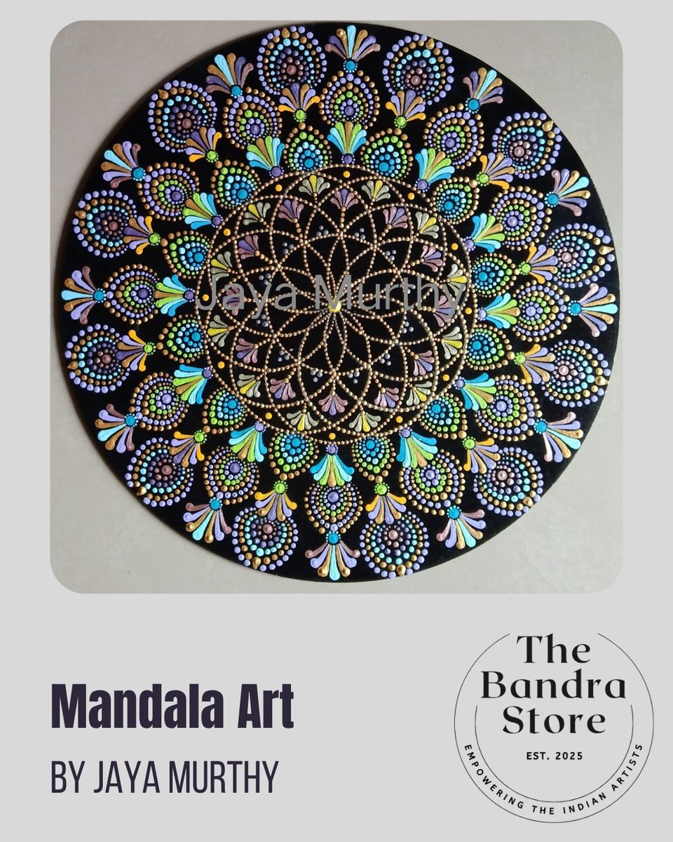 TheBandraStore's tweet photo. Jaya Murthy is inspired by the human spirit, culture &amp; spiritual geometry. She blends realism &amp; abstraction, creating mandalas that evoke balance &amp; peace.

https://t.co/xtVYMhMb1p empowers Indian artists with online visibility, connecting creators with art lovers &amp; buyers.

#art https://t.co/gnPOW5PRuq