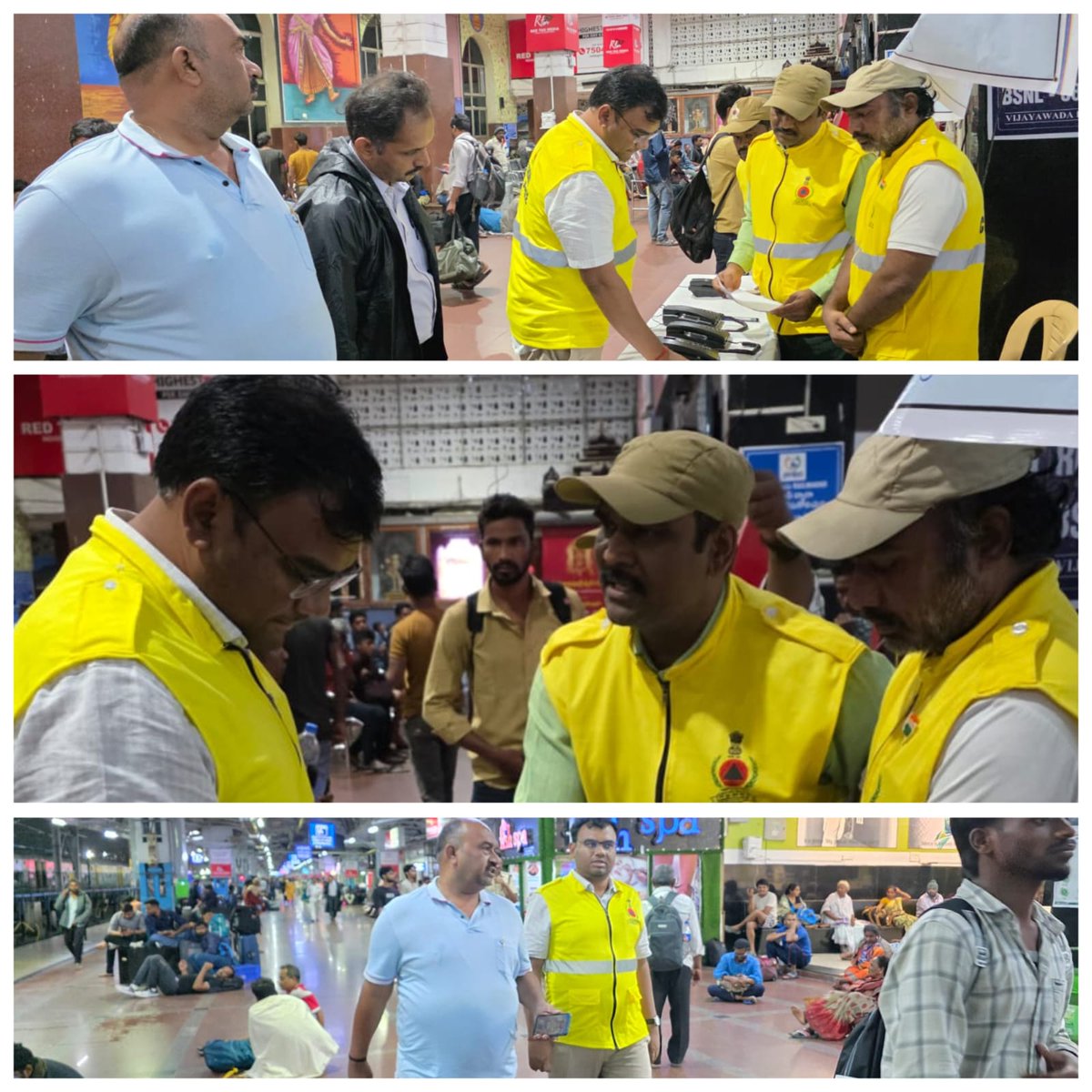 SCRCivilDefence's tweet image. SCR Civil Defence BZA teams have set up EOC at Vijayawada, Rajahmundry, Samalkot & Kakinada functioning round the clock for passenger assistance and Dsaster response,in coordination with APSDMA and NDRF,ensuring real time communication & relief measures @DGFSCDHG @SCRailwayIndia