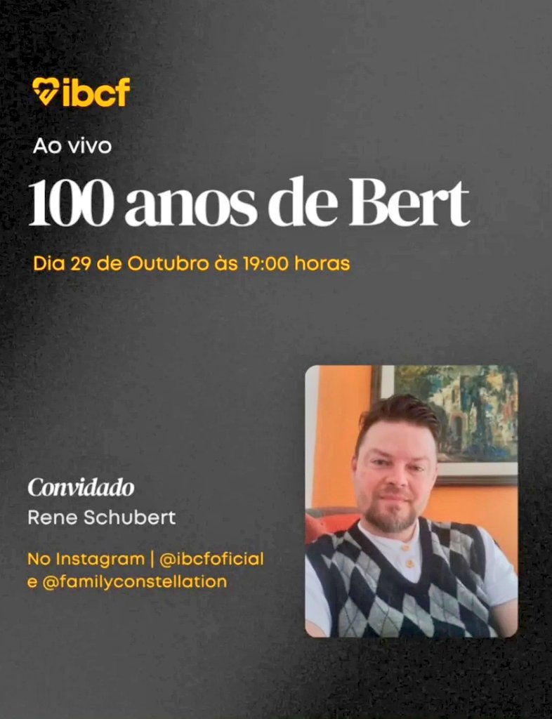 ConstelacaoBr's tweet photo. Em comemoração ao centenário de Bert Hellinger
Lives de homenagem à Bert Hellinger
29.10 as 19 h com o facilitador René Schubert
Pelo canal Instagram do IBCF - @ibcfoficial
#100anos #BertHellinger #IBCF https://t.co/njZvRcJ0TG