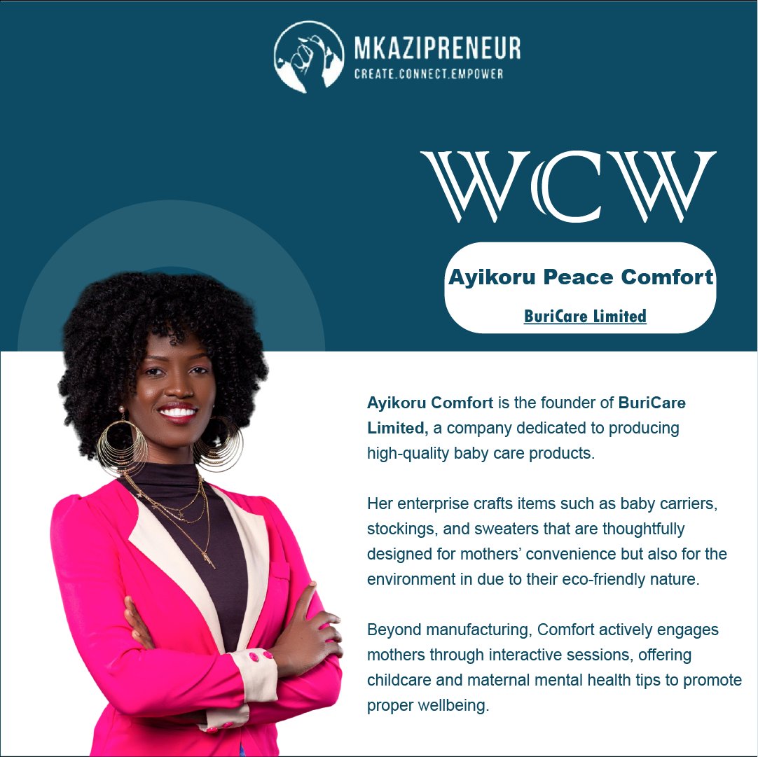 mkazipreneur's tweet image. This week’s #WCW spotlights @PeaceAyikoru of @kanga_care, an enterprise dedicated to crafting high-quality baby care products while championing maternal mental health. 

Peace will expound on mental health and burnout at this month’s #NetworkingFriday. Don’t miss! 🌿…