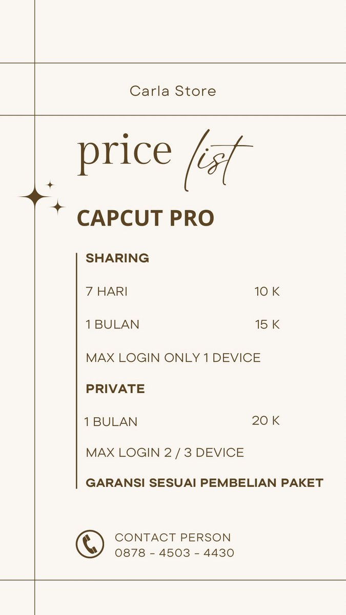 Carlaeeea's tweet photo. Hiiii, Akuu opennn lagiiii 💯🫰🏻
READY CAPCUT PRO &amp; CANVA PREM YAKKK #zonaba #zonabu https://t.co/ca4AgGffJ0