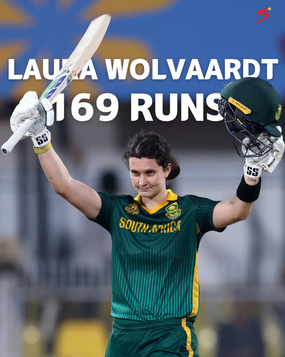 LAURA WOLVAARDT WITH A CAPTAIN'S KNOCK 🇿🇦

169 runs off 143 balls 🏏
20 fours 4️⃣
Four sixes 6️⃣

#CWC25 #HereForHer