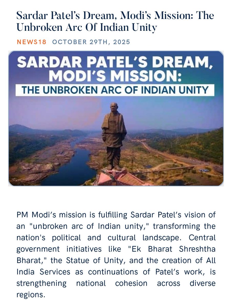 HulikkalR's tweet photo. Sardar Patel’s Dream, Modi’s Mission: The Unbroken Arc Of Indian Unity
https://t.co/CzcdooounV via NaMo App https://t.co/fzHKXFYvUh