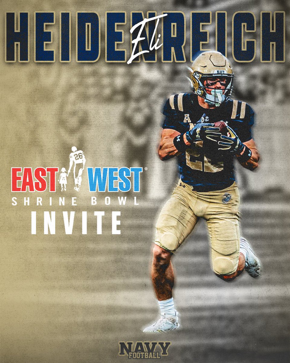 NavyFB's tweet photo. Congratulations to Eli for earning a spot in the East-West Shrine Bowl!

#GoNavy | #RollGoats https://t.co/SS3GTDj4oq