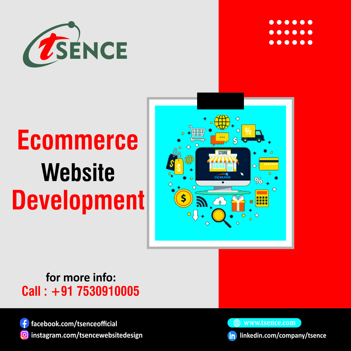 tsenceweb's tweet image. Your dream online store deserves more than just a #website — it deserves a powerful #eCommerce experience.  At #Tsence, we create high-performing eCommerce websites that attract customers, boost sales, and simplify management. 
tsence.com/E-Commerce.html
#ecommercewebsite