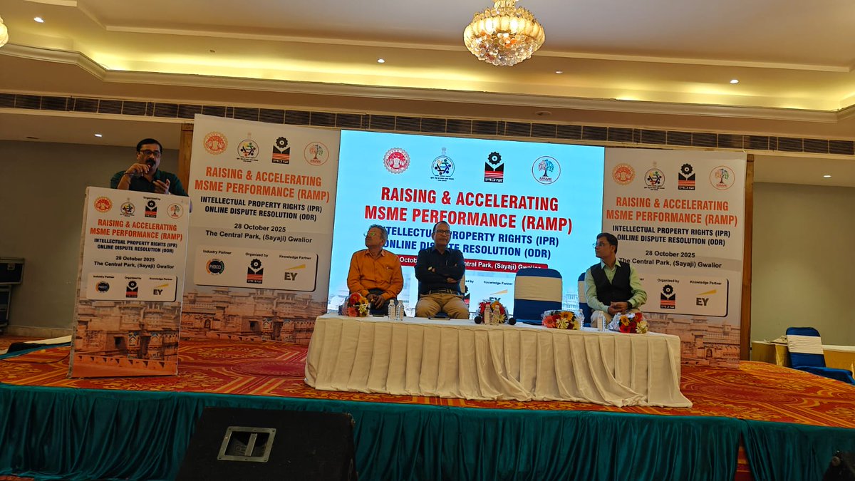 minmpmsme's tweet image. The sessions provided valuable insights into innovation and dispute management through discussions on Intellectual Property Rights and Online Dispute Resolution.

#RAMPMP #GoMP #MSME #IPR #ODR