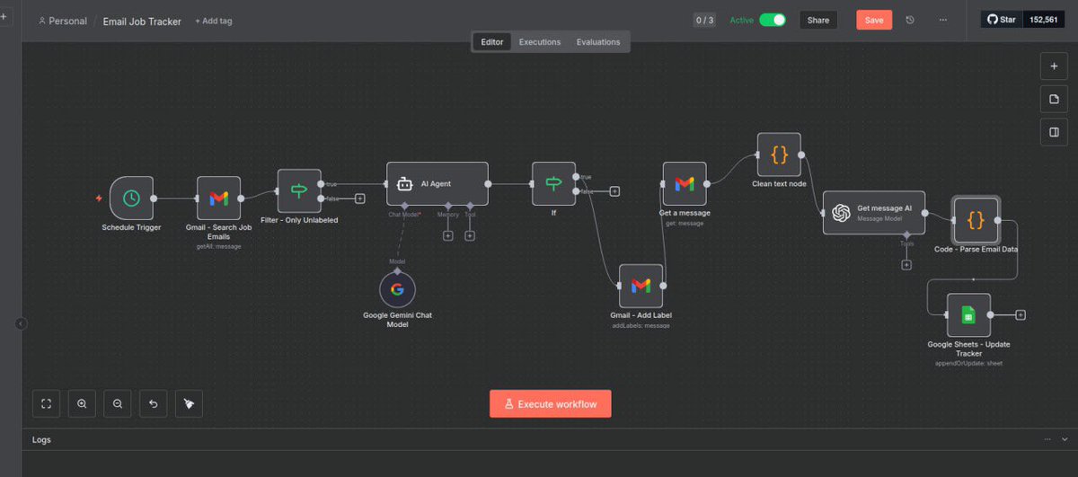 VexaAISolutions's tweet image. I don’t miss job updates anymore.

I once missed a job interview due to bulk emails.

So I built an automation that reads all job-related emails, moves them to the Job Appli. label, and saves key details in Google Sheets.

 Comment “Interested” for the workflow.