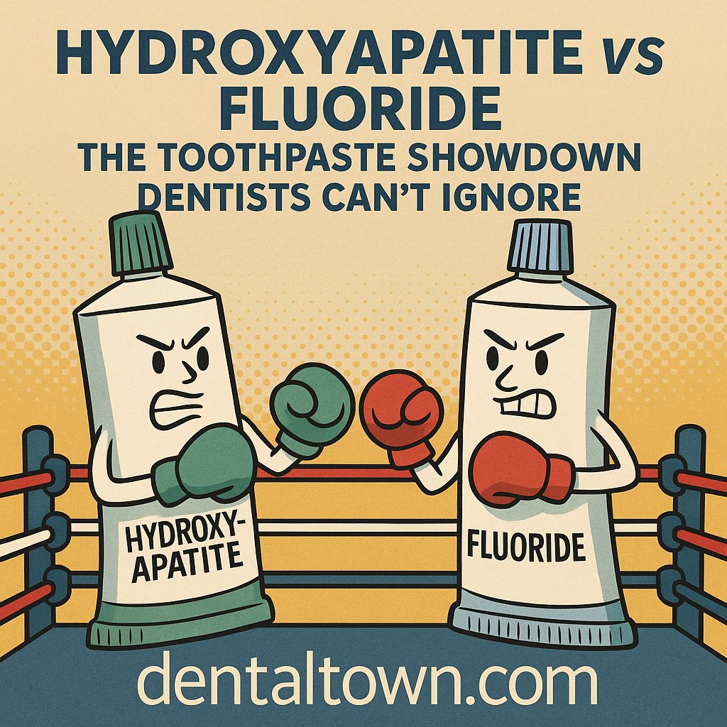 HowardFarran's tweet photo. Hydroxyapatite vs Fluoride: The Toothpaste Showdown Dentists Can’t Ignore

https://t.co/RXk1Pk5FPF

The toothpaste aisle just got more interesting. For decades, fluoride has been the undisputed heavyweight in caries prevention. Now, a challenger has entered the ring: nano-hydroxyapatite, the same mineral that makes up tooth enamel. It’s being marketed as a biomimetic, fluoride-free alternative that strengthens teeth and reduces sensitivity, all while satisfying a generation obsessed with “clean” labels and sustainability.

Recent peer-reviewed studies have given the conversation real scientific weight. One of the most talked about, published in the Dentistry Journal in 2025, compared a 5% nano-hydroxyapatite toothpaste tablet (Biöm NOBS) with a traditional 1,100 ppm fluoride paste. Using a microbial caries model designed to simulate high-plaque, high-sugar conditions, researchers found the two performed nearly identically in preventing enamel demineralization. In plain English, the fluoride-free toothpaste held its ground against fluoride’s long-standing dominance.

That’s a big deal for patients who want effective alternatives without fluoride, whether due to sensitivity concerns, personal preference, or parenting choices. It also gives dentists new language for patient conversations. Instead of dismissing “natural” requests, clinicians can now point to real data supporting hydroxyapatite’s remineralizing ability. For many practices, this bridges the gap between science and patient expectations.

Hydroxyapatite works differently than fluoride. Rather than hardening enamel through fluorapatite conversion, nano-hydroxyapatite literally integrates with the tooth surface. The particles can fill microscopic defects, reduce bacterial adhesion, and serve as a calcium-phosphate reservoir during acid attacks. In studies, it produces a smoother, more uniform remineralization pattern than the surface “lamination” seen with fluoride. The result is a subtler but biologically compatible form of enamel repair.

Clinically, most dentists still agree fluoride remains the gold standard for caries prevention, especially in high-risk patients. But hydroxyapatite offers a promising adjunct or substitute for specific groups: those avoiding fluoride, patients with dry mouth, people prone to hypersensitivity, or anyone embracing eco-friendly habits. Products like NOBS are packaged in solid tablet form, eliminating the need for plastic tubes and making them travel-friendly, small touches that resonate with younger, sustainability-minded patients.

Of course, no toothpaste, fluoride or otherwise, can reverse advanced decay or substitute for mechanical plaque control. What hydroxyapatite represents is choice. It signals a future where dental care aligns with personal values, science, and sustainability, rather than forcing patients into a single formulaic approach.

Many dentists are now stocking both options and letting patients decide, often after explaining that hydroxyapatite has strong science behind it but less long-term data than fluoride. Others are using it for maintenance, sensitivity, or as a bridge for patients hesitant about fluoride exposure. Either way, it’s a rare win-win: a scientifically sound alternative that sparks meaningful conversations about prevention and oral health habits.

In a profession that thrives on evidence and trust, this kind of innovation doesn’t replace the old guard, it expands the toolkit. Fluoride has earned its place through decades of proven success, but hydroxyapatite gives modern dentistry something new to smile about: patient-centered choice backed by growing scientific credibility.

As fluoride becomes more and more controversial to many patients who now demand fluoride free options, will you be recommending hydroxyapatite based toothpaste in your practice?
@Dentaltown @Orthotown1 @Hygienetown