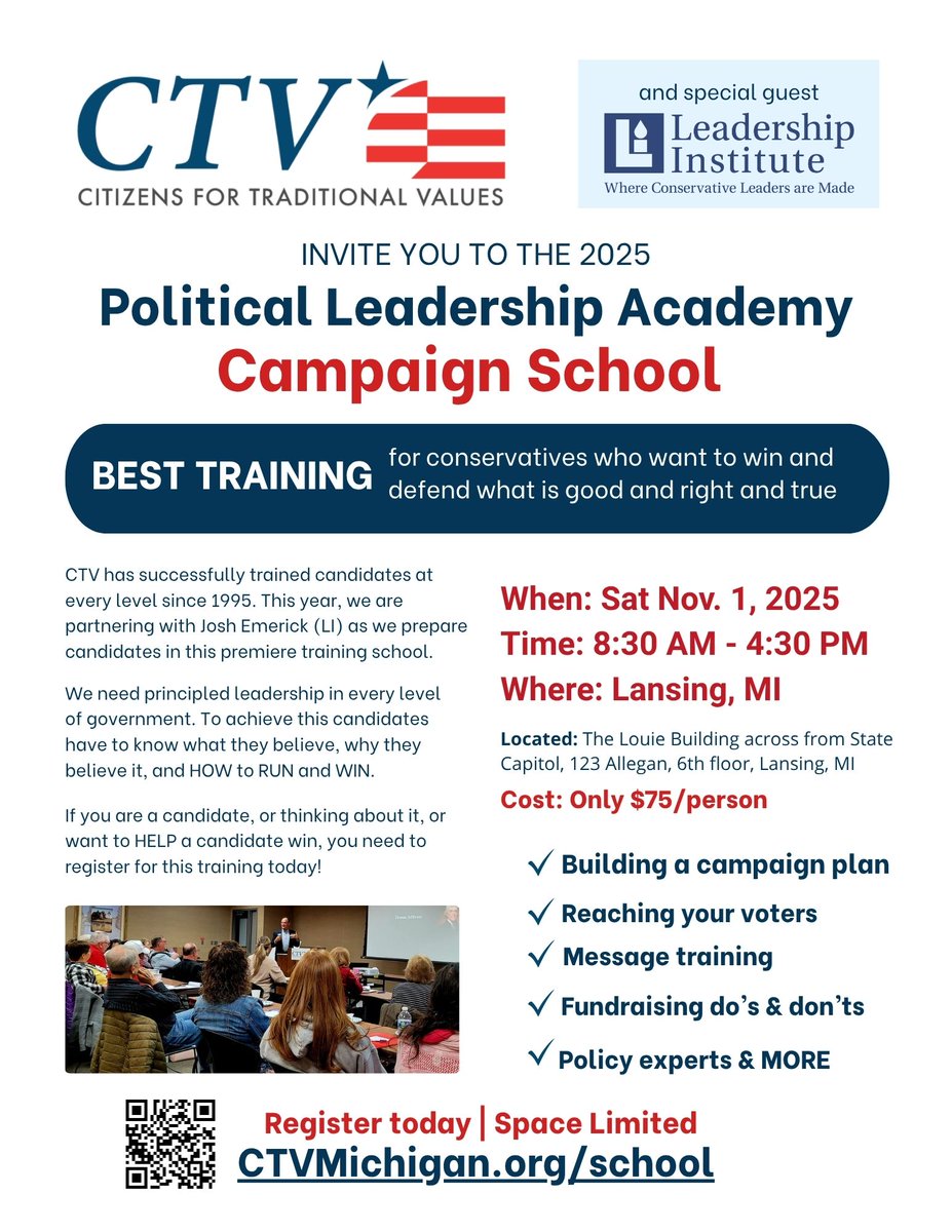 FINAL CALL! Register by midnight tonight for our Saturday campaign school! 

ctvmichigan.org/school