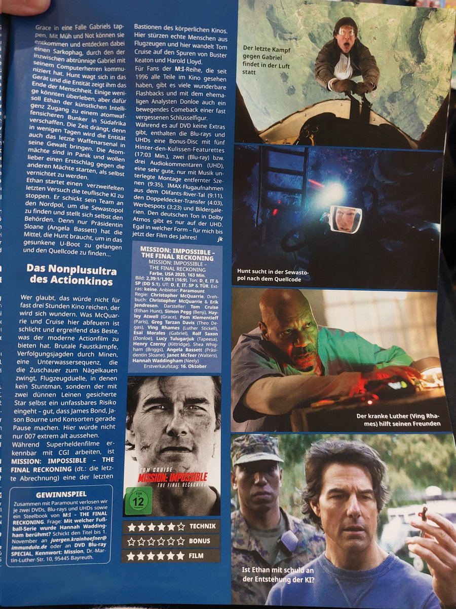 kiwirazzi's tweet image. Proper scans coming later. But here, review about @MissionFilm "The Final Reckoning" on BluRay and DVD. Some pretty pics of @TomCruise included. #TomCruise #MissionImpossible