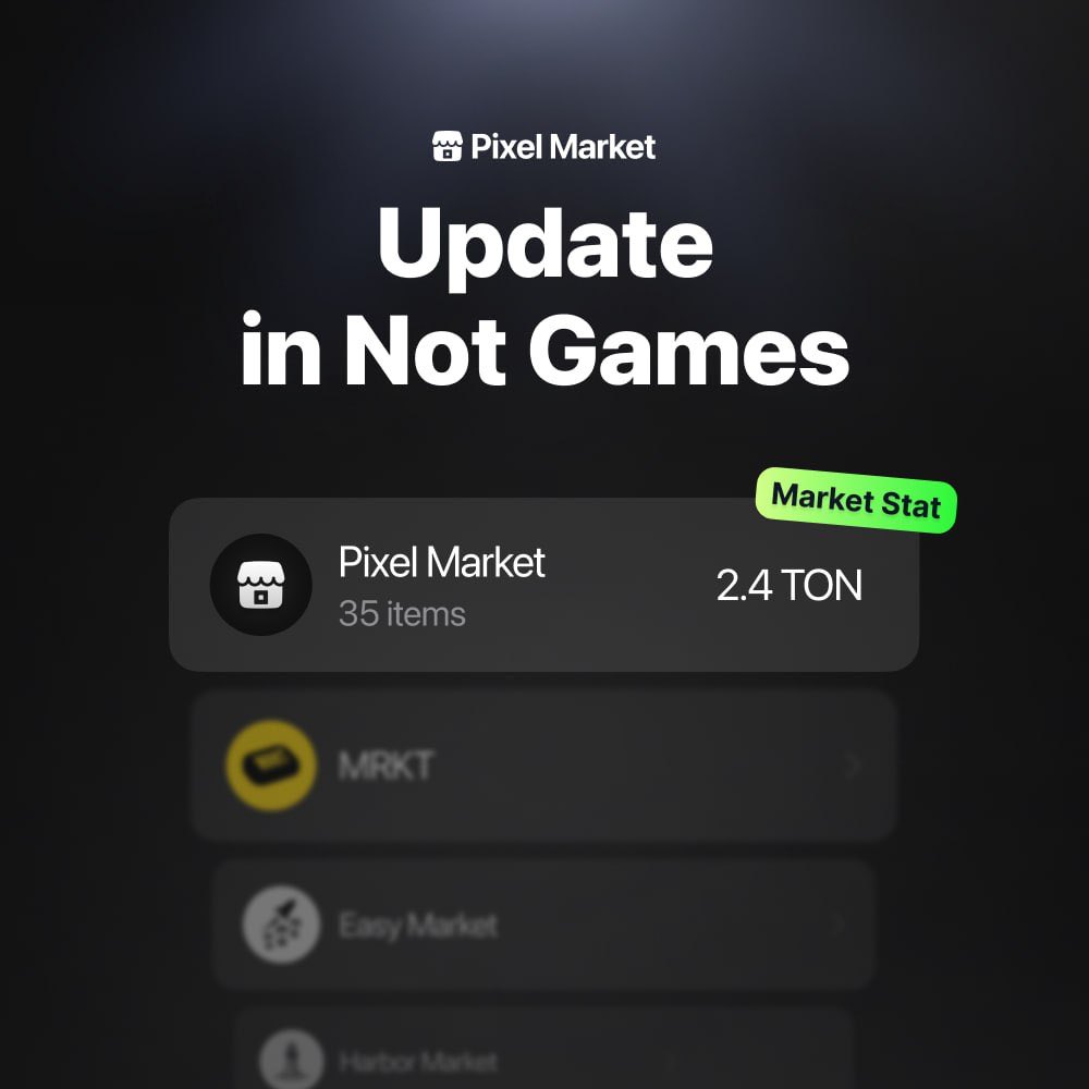 👾Not Games update just dropped!

You can now search game items right inside Not Games — and boom, see the floor prices from Pixel Market instantly 

One tap and you’re jumping straight to the market page to grab the item you want — fast, smooth, no extra moves