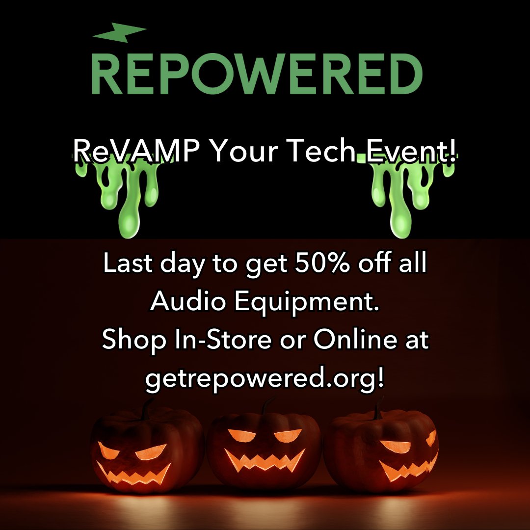getrepowered's tweet image. 🎃👻 FINAL CALL: Audiophile Wednesday Sale Ends TONIGHT! 👻🎃
Get 50% OFF all audio equipment before the witching hour strikes!
🕛 Sale vanishes at midnight
🔊 Shop In-Store or Online at hubs.la/Q03PLFXv0!
#AudiophileWednesday #HalloweenSale #GetRepowered
