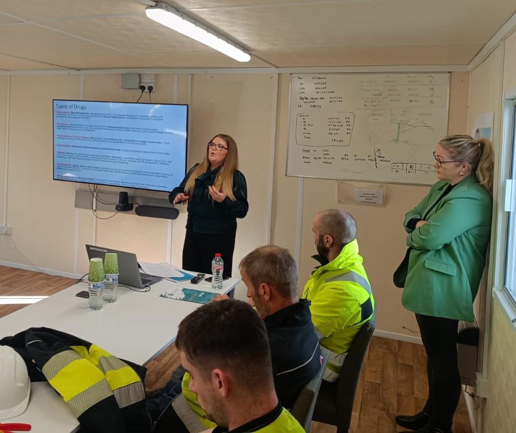 CoolmineTC's tweet photo. As part of CIF Safety Week 2025, Coolmine joined Conack Construction in Cork for a Drug & Alcohol Awareness Talk with HSE South West.
We focused on self-care, wellbeing, and sharing accessible supports for those impacted by addiction or mental health.
#Coolmine #CIFSafetyWeek https://t.co/HpAuGAcKFj