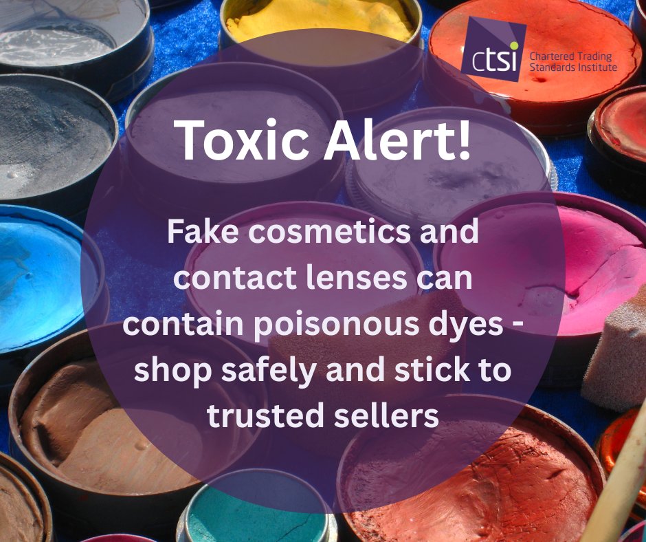 ⚠️ Counterfeit #Halloween makeup &amp; contact lenses aren’t subject to the same safety standards as genuine goods and can contain harmful chemicals like mercury &amp; lead. These products can cause serious reactions, including rashes, burns or scarring. Always buy from reputable sellers
