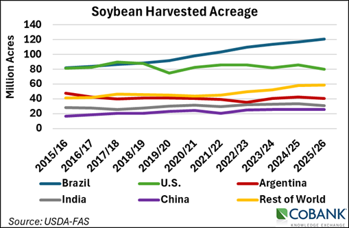 Brazilian farmers are rapidly seeding the 2025/26 soybean crop and have already planted nearly a quarter of the crop. Brazilian soybean exports for 2025/26 are forecasted to rise 9.7% YoY to 112.11 MMT.

Read the full story on Grain Journal: GrainJournal.com/article/111384…