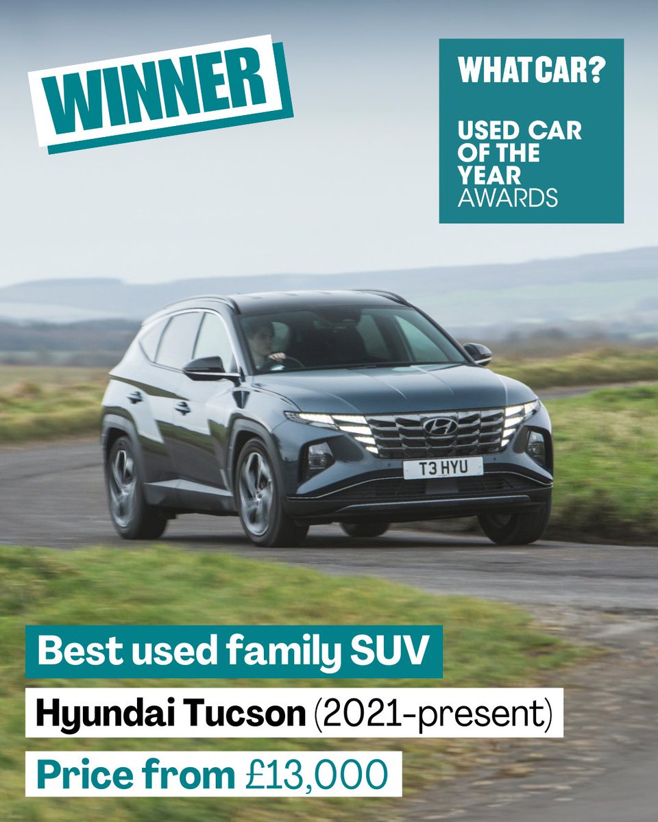The <a href="/Hyundai_UK/">Hyundai UK</a> Tucson takes the crown as our Best Used Family SUV 🎉🎊

Its long warranty, practical interior and fine reliability make it an excellent used choice 🤩

#WhatCarAwards #UsedCarAwards