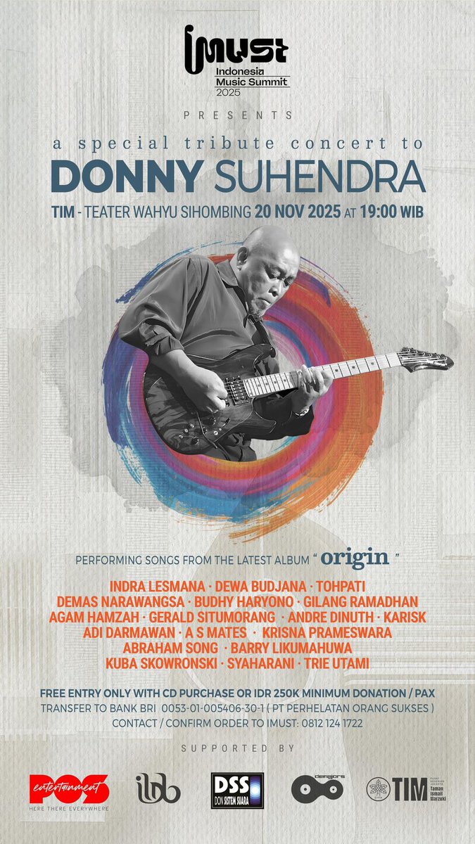 Mari catat tanggal Dan hadiri, pergelaran istimewa, untuk  karya2 alm.maestro <a href="/donny/">Donny Simkin</a>.suhendra @donnysuhendra 
Info: klik poster ini
#LIVEMUSICISBETTER 
#musikindonesia 
#donnysuhendra
