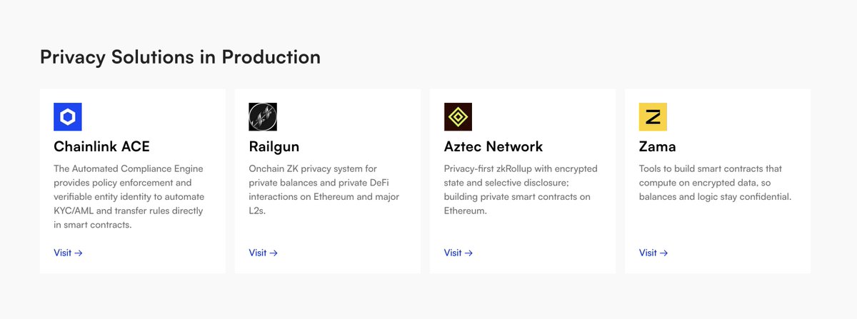 chainlink's tweet image. The Ethereum Foundation (@ethereumfndn) has featured Chainlink as a leading privacy and compliance solution for institutions building on Ethereum.
Chainlink ACE is enabling real-time policy enforcement and identity verification on Ethereum, including extending the ERC-3643 token…