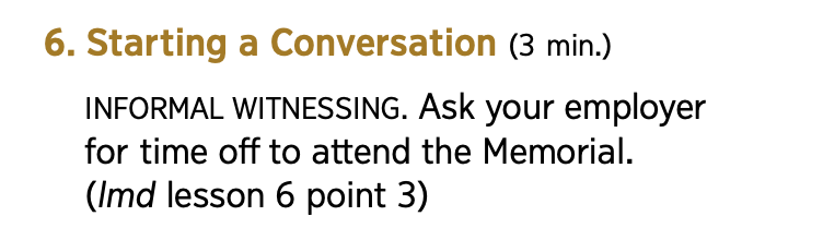 pimitopomo's tweet image. The March–April 2026 JW workbook includes a role-play where members ask their employer for time off to attend the Memorial. 😵‍💫
#exjw #jworg #watchtower