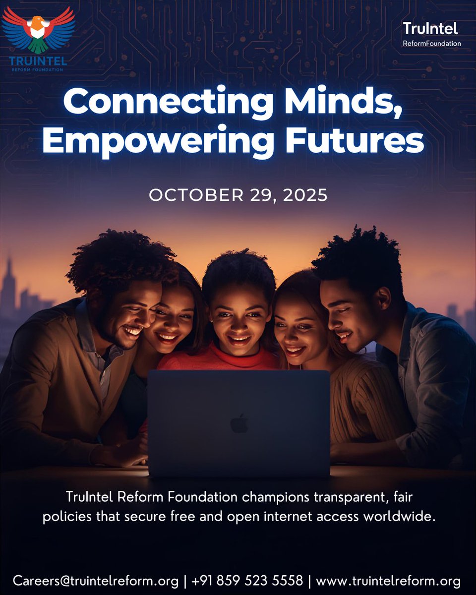 TruIntel_Reform's tweet image. Connecting Minds, Empowering Futures!
We champion transparent, fair digital policies to ensure free and open internet access for everyone. 
#TruIntelReformFoundation #DigitalRights #Empowerment #OpenInternet