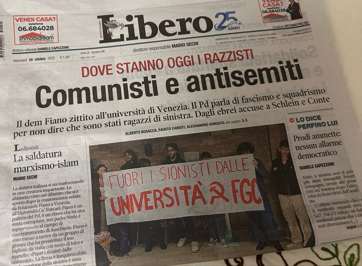 Il compagno Fiano,zittito, giustamente avvilito,medita  di lasciare l.anti ebraico PD,dopo averlo supportato pure come Pci.; pero' ci  son voluti 30 anni x esserne consapevole.: noi anticomunisti  essendo x la *Liberta' di pensiero *quando non mistificante,siamo solidali..
