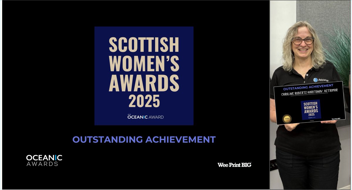 <a href="/astrimar_team/">Astrimar</a> Managing Director Caroline Roberts-Haritonov won the Outstanding Achievement award in the Managing Director of the Year category at 6th Scottish Women's Awards in Glasgow! We are so proud of Caroline - and thrilled that she has won this award.